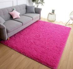 Modern Pink Textured Living Rug